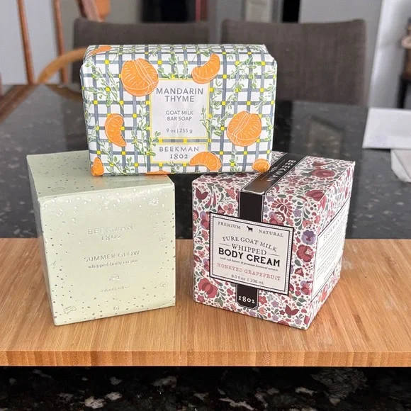 Beekman 1802 Mandarin Thyme Goat Milk Bar Soap and Body Cream Set - Picture 1 of 4